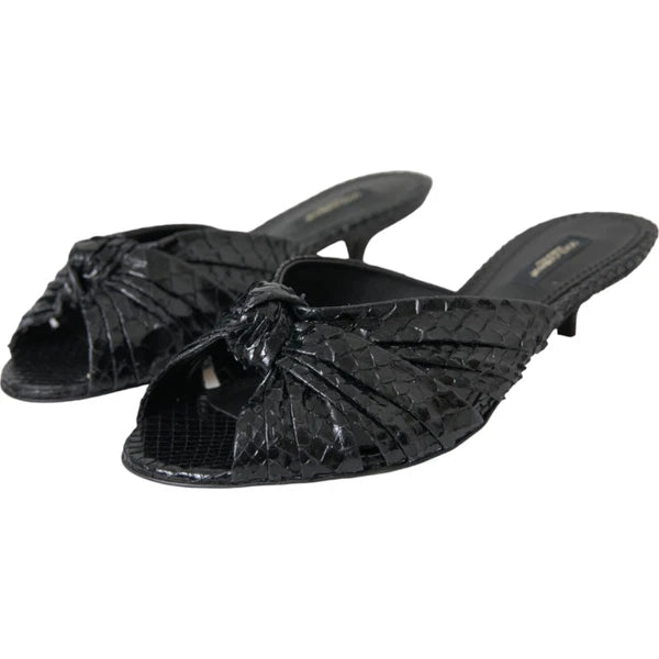 DOLCE & GABBANA Shoes Black Python Leather Heels Slides EU40 / US9.5 RRP 960usd
