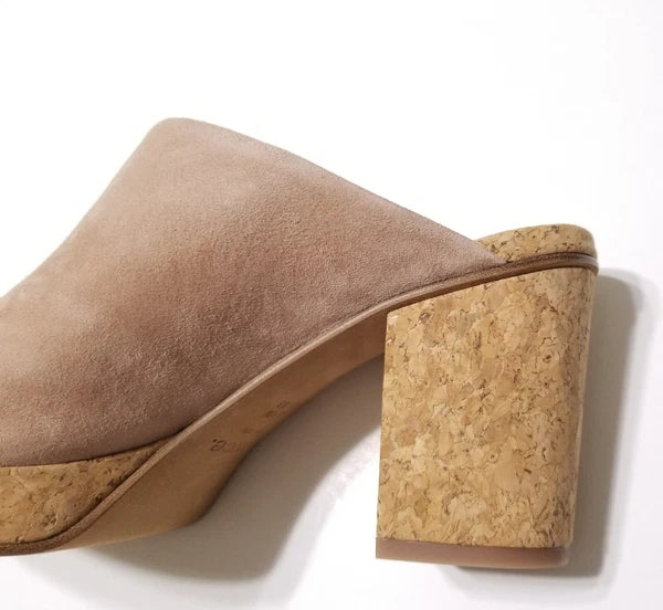 NIB Vince Wyatt Cork Block Heel Platform Slides Sandal in Oatmeal Size 9.5 $325