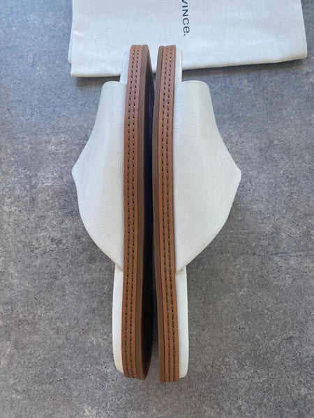 VINCE Canella leather asymmetrical stripe slides Sz 11 $ 250