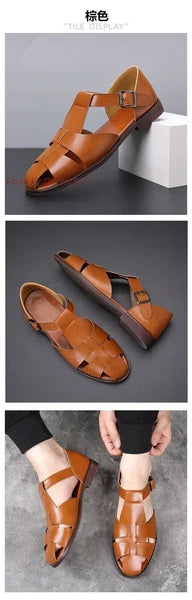 Roman Style Mens Closed Toe Sandals Buckle Flats Casual Business Shoes Summer sz
