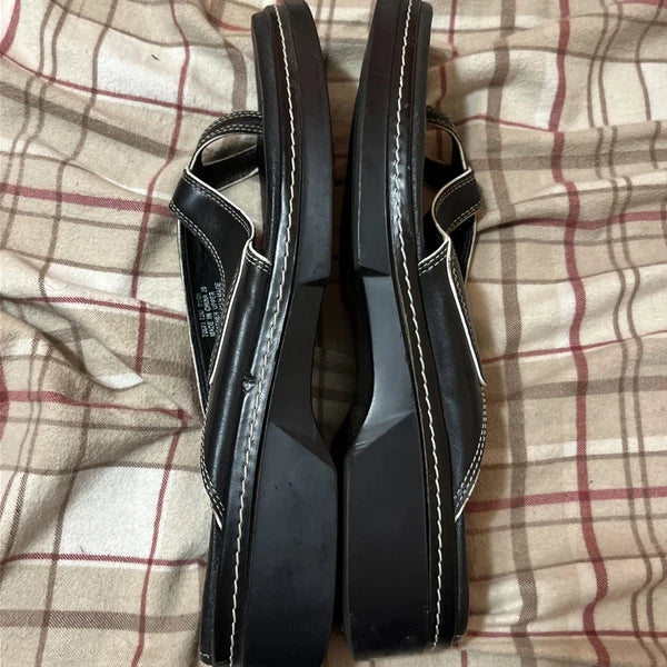 Clarks Womens Soft Black Leather Sandals Grannycore