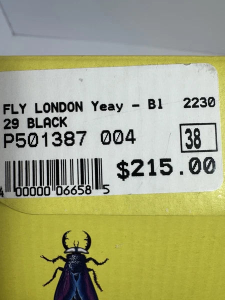 Fly London Women's Shoe Size 38 EU 7 US Cupido Black YEAY387FLY Wedge Sandal