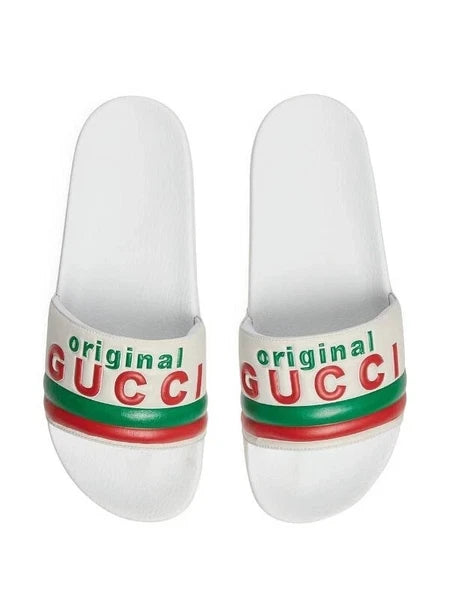 Gucci White Leather Original Slides Women's Size 36, 40 US Size 6, 10 Authentic