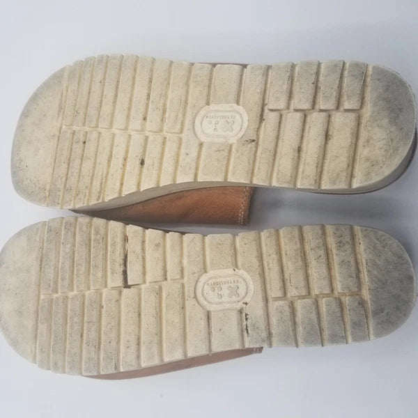 Bed Stu Fairlee II Platform Sandals Brown Distressed Leather Slide Womens Sz 9.5