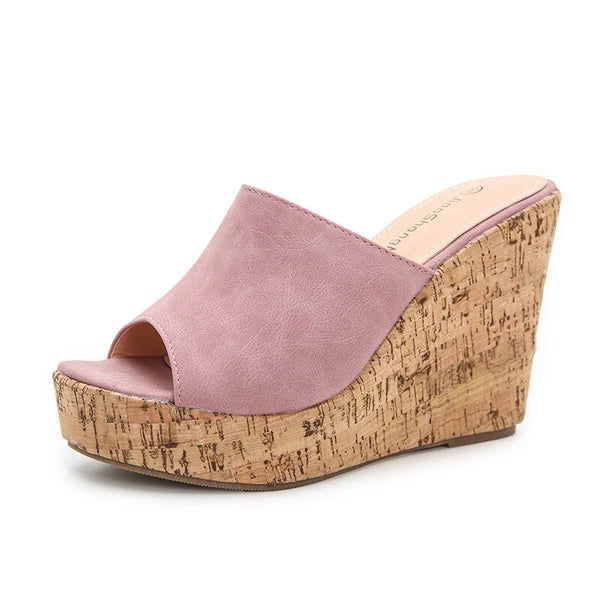 Women's High Wedge Heel Platform Mules Open Toe Sandals Summer Slippers Slide Sz