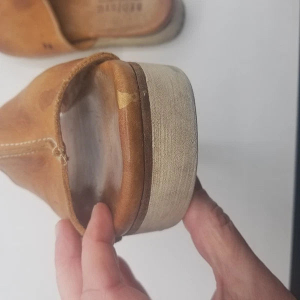 Bed Stu Fairlee II Platform Sandals Brown Distressed Leather Slide Womens Sz 9.5